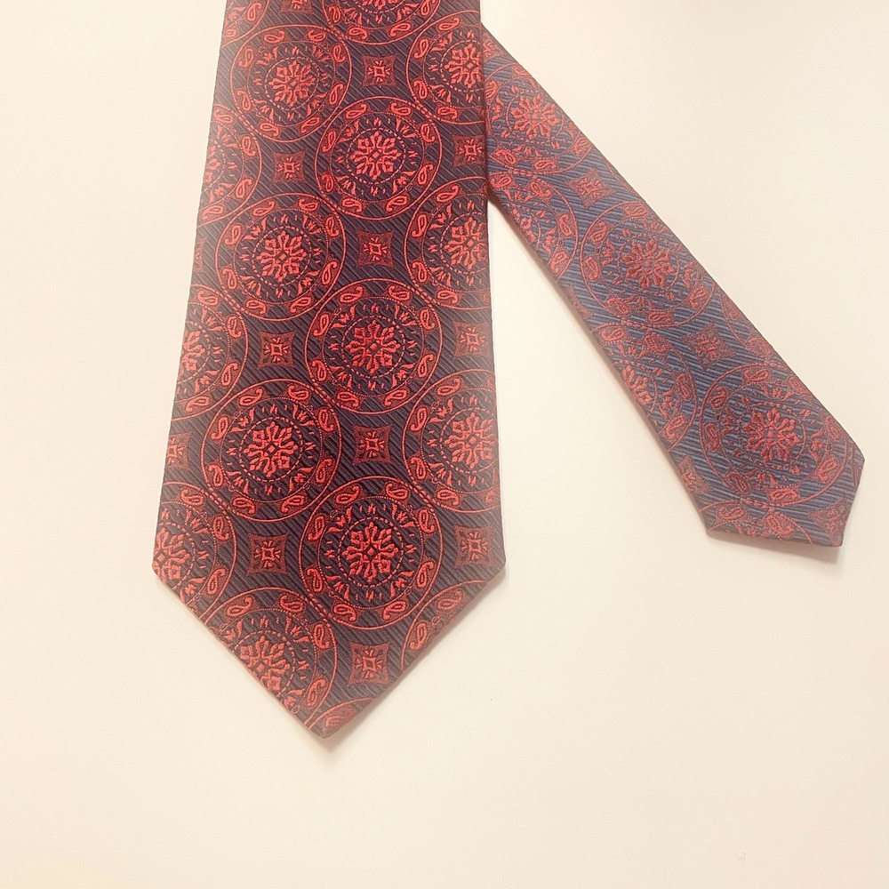 Vintage Floral Necktie Mens Blue Red Made In France 80s Business Classic  55.5"